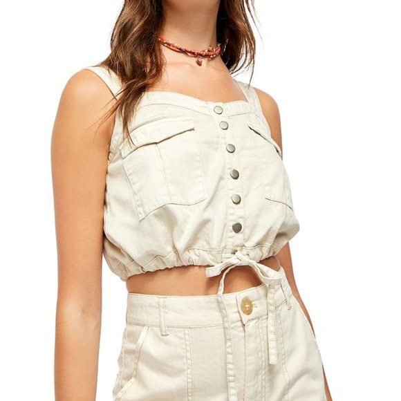 Free People Tops - FREE PEOPLE Palm Desert Crop Top beige Sz M